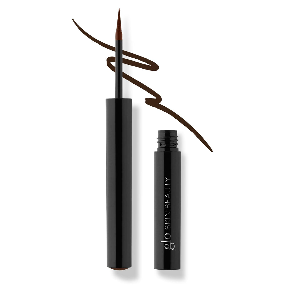Glo Skin Beauty Precision Liquid Eyeliner Dark Brown tip close-up for smooth, precise lines.