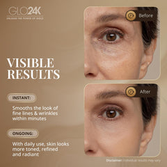 GLO24K serum drop displaying hyaluronic acid hydration