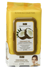 Global Beauty Care Coconut Oil Cleansing Wipes gently remove makeup from face and eyes.