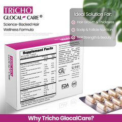 GlocalCare Tricho capsules are easy to swallow for daily hair vitality