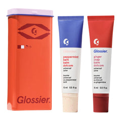 Glossier Sugar + Spice gingersnap tin with festive scent and taupe lip tint