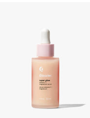Glossier Super Glow serum bottle front for bright, even skin tone.