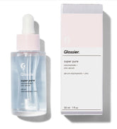 Glossier Super Pure bottle pour, promoting balanced skin and clarity.