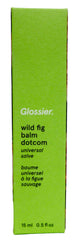 Emballage du Glossier Balm Dotcom Wild Fig prêt à emporter.