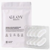 Glov Beauty Micro Dart Eye Patches on under-eye skin delivering deep hydration and brightening potential.
