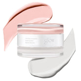 Glow not dry concealer pink-white bottle demonstrates dual-color coverage for blemish concealment.