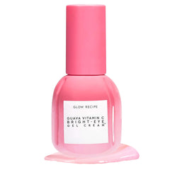 Glow Recipe Guava Vitamin C Eye Gel bottle pour delivering lightweight hydration for brightening under eyes.