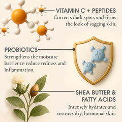 Glowbiotics cream being applied for a smooth, fast-absorbing moisturizer experience