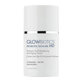 Glowbiotics bottle closeup highlighting probiotic brightening cream for daily skincare