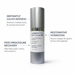 Glowbiotics Calming Restorative Treatment serum dropper for precise, gentle application to redness-prone skin