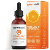 GlowMedik Vitamin C Serum bottle pour illustrating brightening daily care