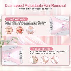Glowshave Smooth Glide dual-speed switch enabling gentle or powerful epilation