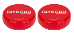Glysolid glycerin skin cream jar front, thick hydration for hands and feet.