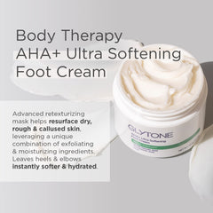 GLYTONE AHA+ Foot Cream hydrates deeply to soften rough patches