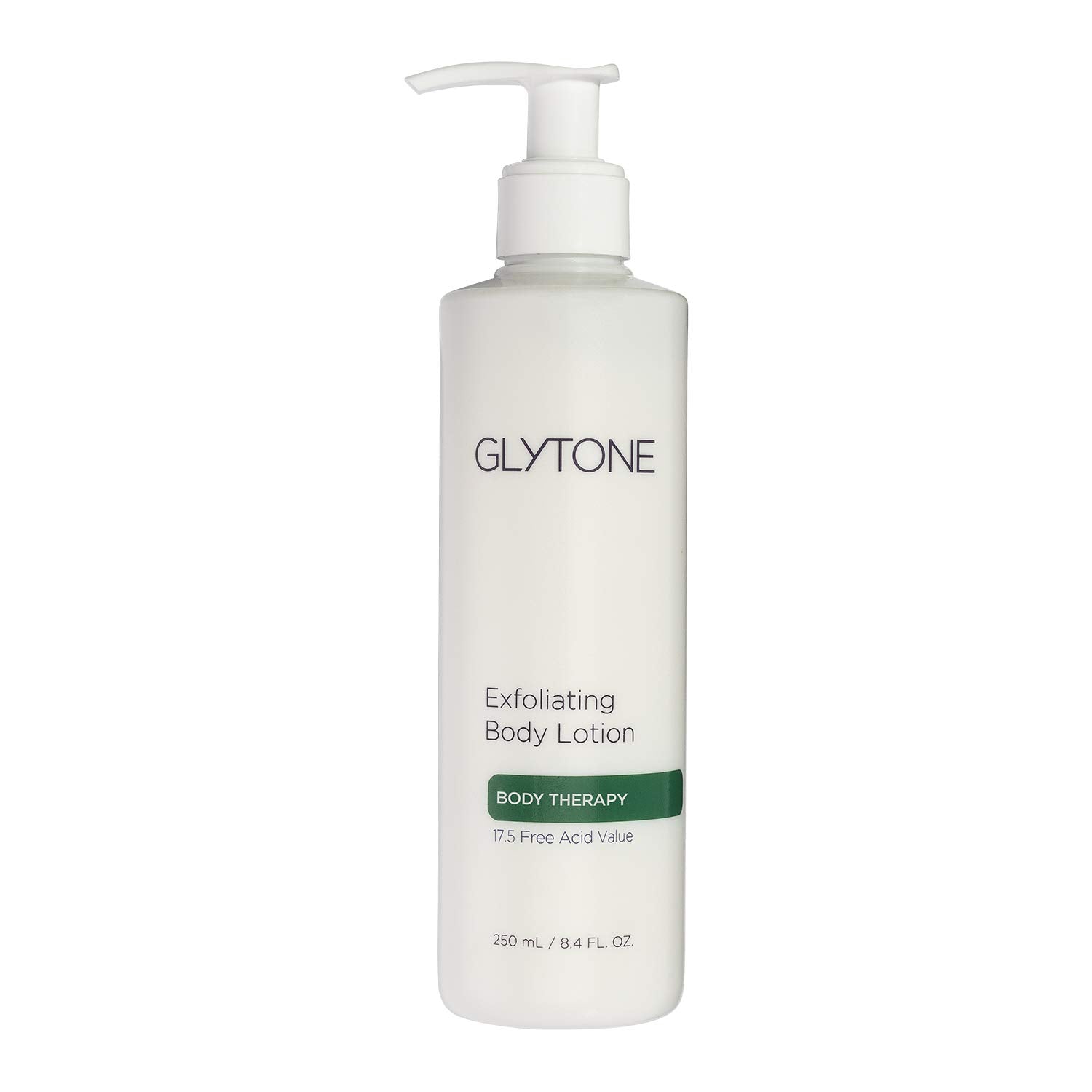 GLYTONE Exfoliating Body Lotion bottle pump with 17.5% glycolic acid for smoother skin