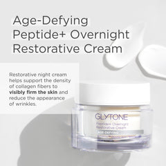 Glytone Peptide+ Overnight Restorative Cream texture on skin for a smooth, hydrated morning glow.
