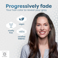 Go Gray clarifying duo conditioner bottle pour demonstrates hydration for color-softened hair.
