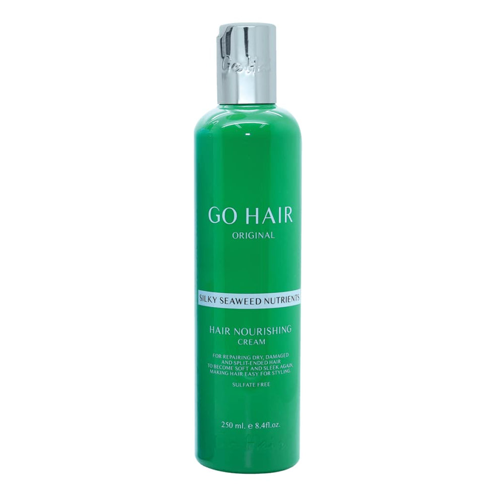 Go Hair Silky Seaweed Nutrients bottle close-up for smoother, shinier hair after washing