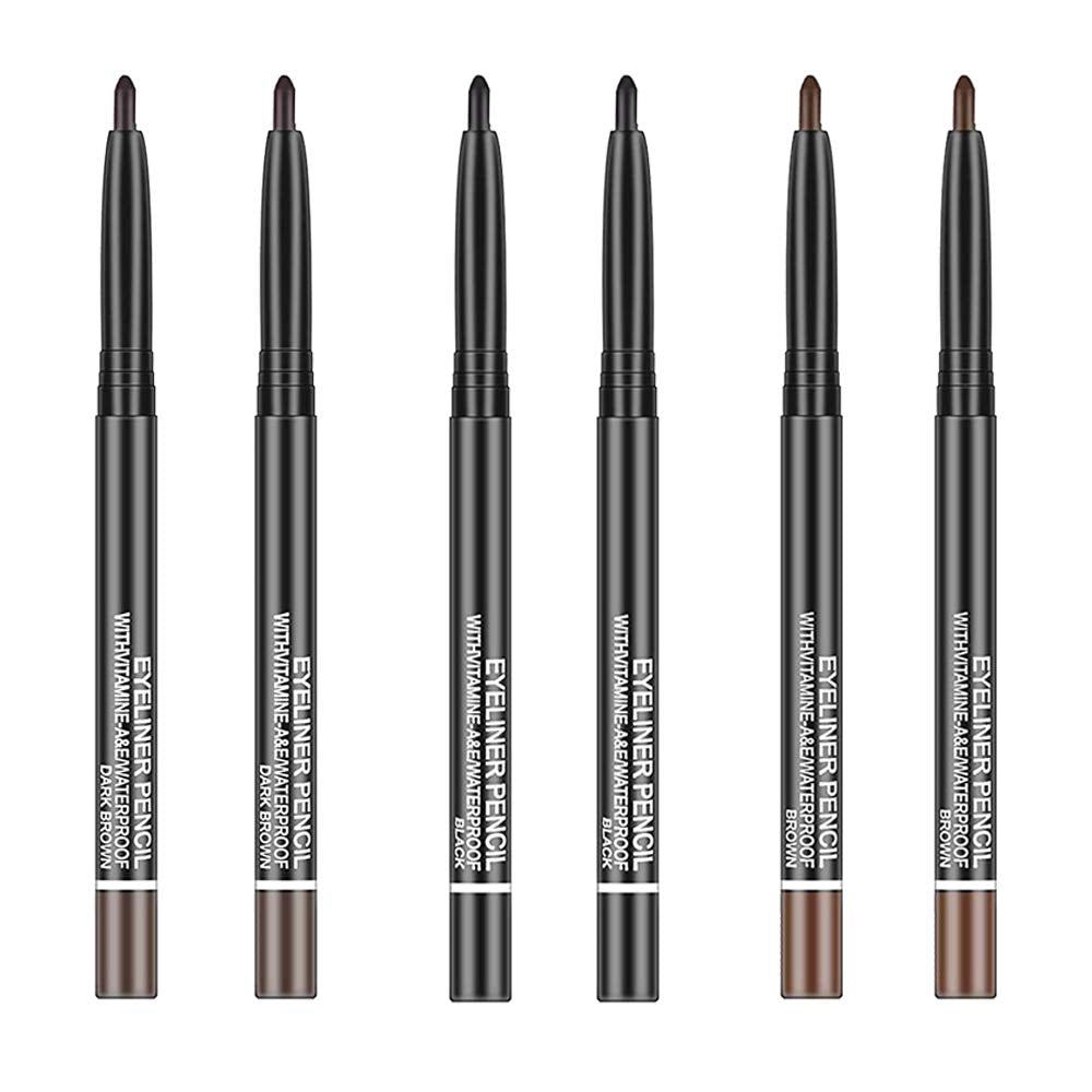 Go Ho 6-pack eyeliner pencils package with three colors for versatile daily looks