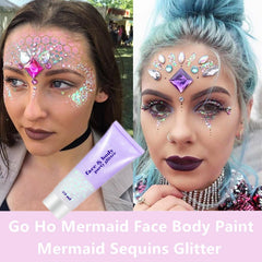 Go Ho festival glitter gel for easy layering on skin.