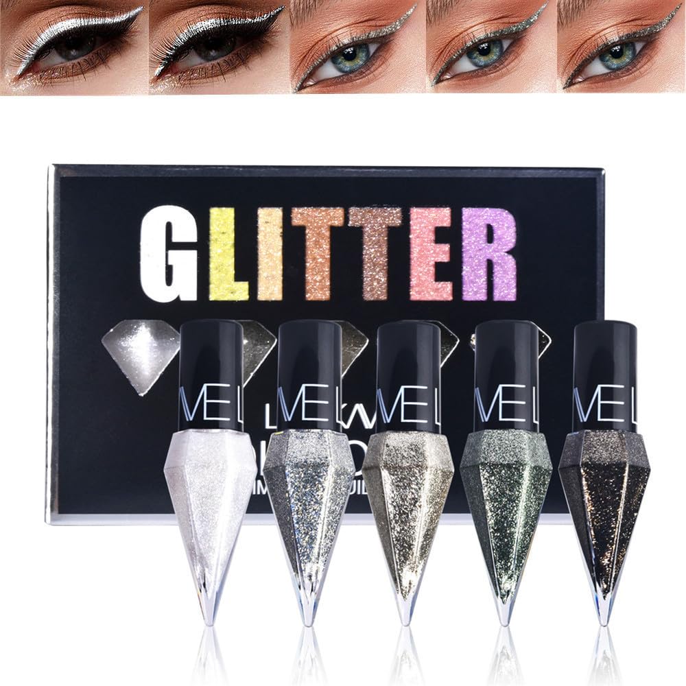 Go Ho Glitter Eyeliner Zirconium White with radiant daytime sparkle