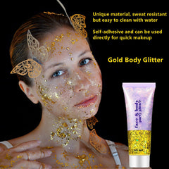 Go Ho Gold glitter applied by hand shows easy on application.