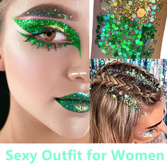 Go Ho St Patrick's Day glitter on eyes and cheeks for playful sparkle.
