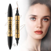 GOALSEN 3D four-tip eyebrow pen close-up showing microblade strokes for natural brows
