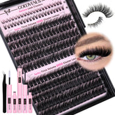 Goddvenus fluffy eyelash clusters kit packaging shown for beginners planning a DIY lash look