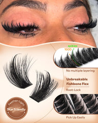 Goddvenus lash clusters with easy pick-up and root-lock for clean application.