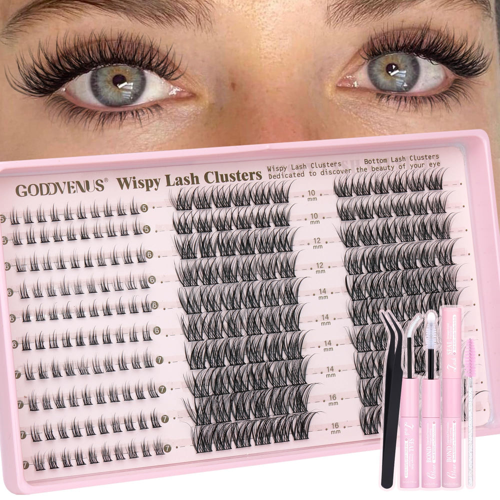 Goddvenus lash clusters top view showcases the wide-eyed effect for everyday glamour.