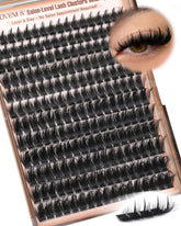 Goddvenus manga lash clusters with spikes closeup, textured fibers for fuller wispy look.