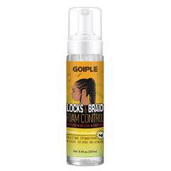 Goiple Braid Foam bottle showing long-lasting hold and moisture protection for braids.