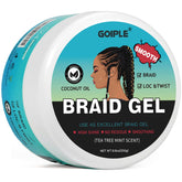 Goiple Braid & Loc Gel tea tree bottle for long-lasting hold and shine.