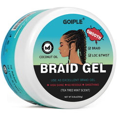 Goiple Braid & Loc Gel tea tree bottle for long-lasting hold and shine.