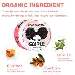 Goiple Edge Control Wax smoothing edges for a neat hairline.