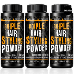 Goiple hair styling powder jar shows natural volume and texture for fuller hair.