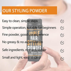 Goiple hair styling powder texture application on hair for a natural matte finish.