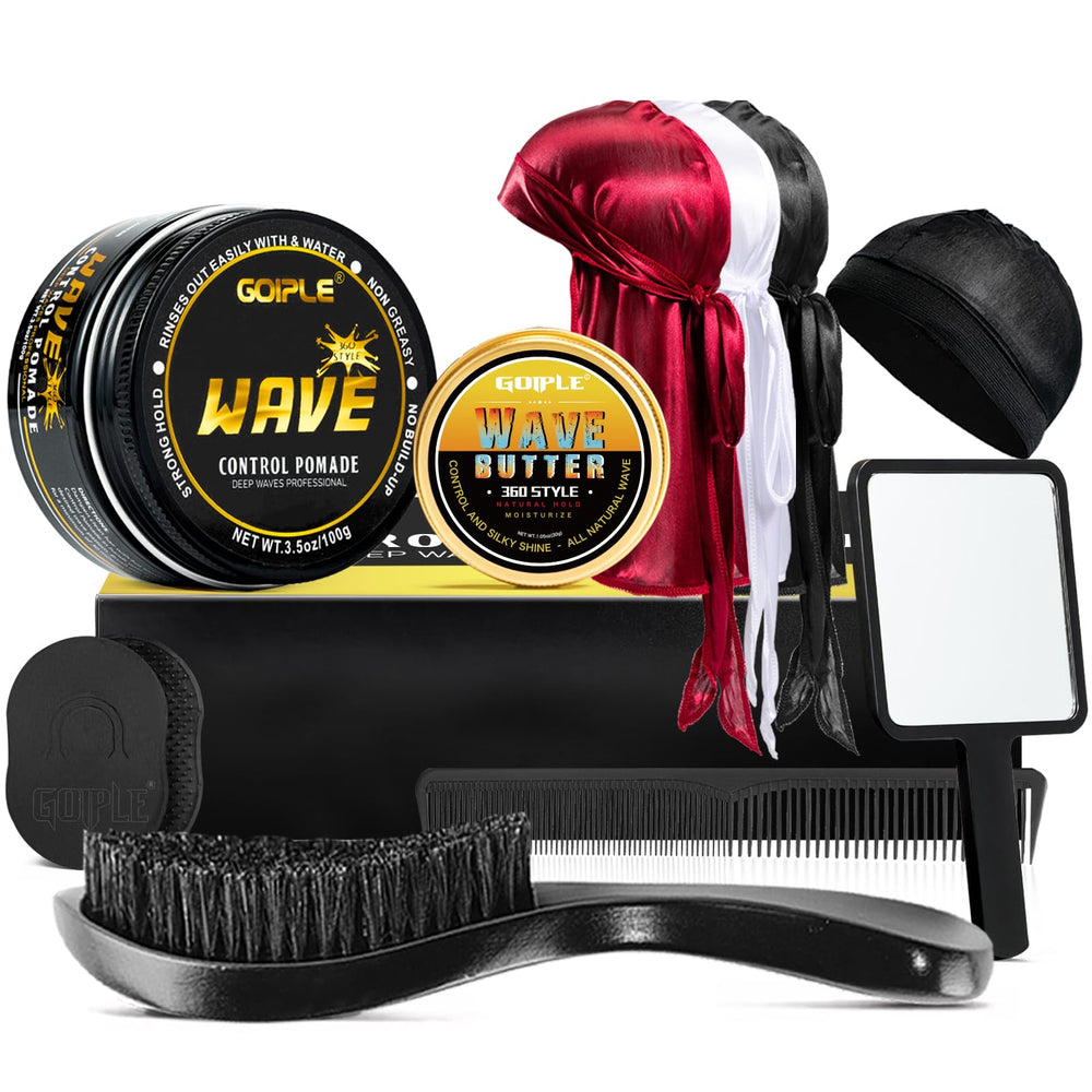 Goiple Wave Pomade strong hold defines 360 waves with shine.