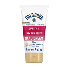 Gold Bond Diabetics' Dry Skin Relief Hand Cream bottle shows quick hydration