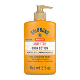 Gold Bond Medicated Anti-Itch Lotion bottle showing fast itch relief and deep moisture