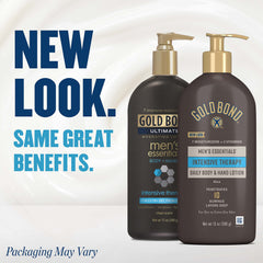 Gold Bond Men’s Essentials Lotion quick-absorbing formula for non-greasy skin.