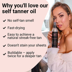 GOLDEN STAR BEAUTY self-tanner oil spray application on skin for bronze glow