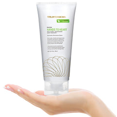 GOLDFADEN MD Hands to Heart ingredients frame highlights CoQ10 and hyaluronic acid