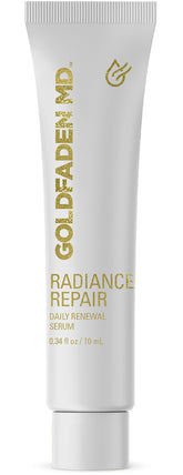 GOLDFADEN MD Radiance Repair serum bottle closeup highlighting nourishing oils for radiant skin.