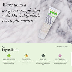 Packaging view of Dr. Goldfaden Wake Up Call for premium nighttime skincare.