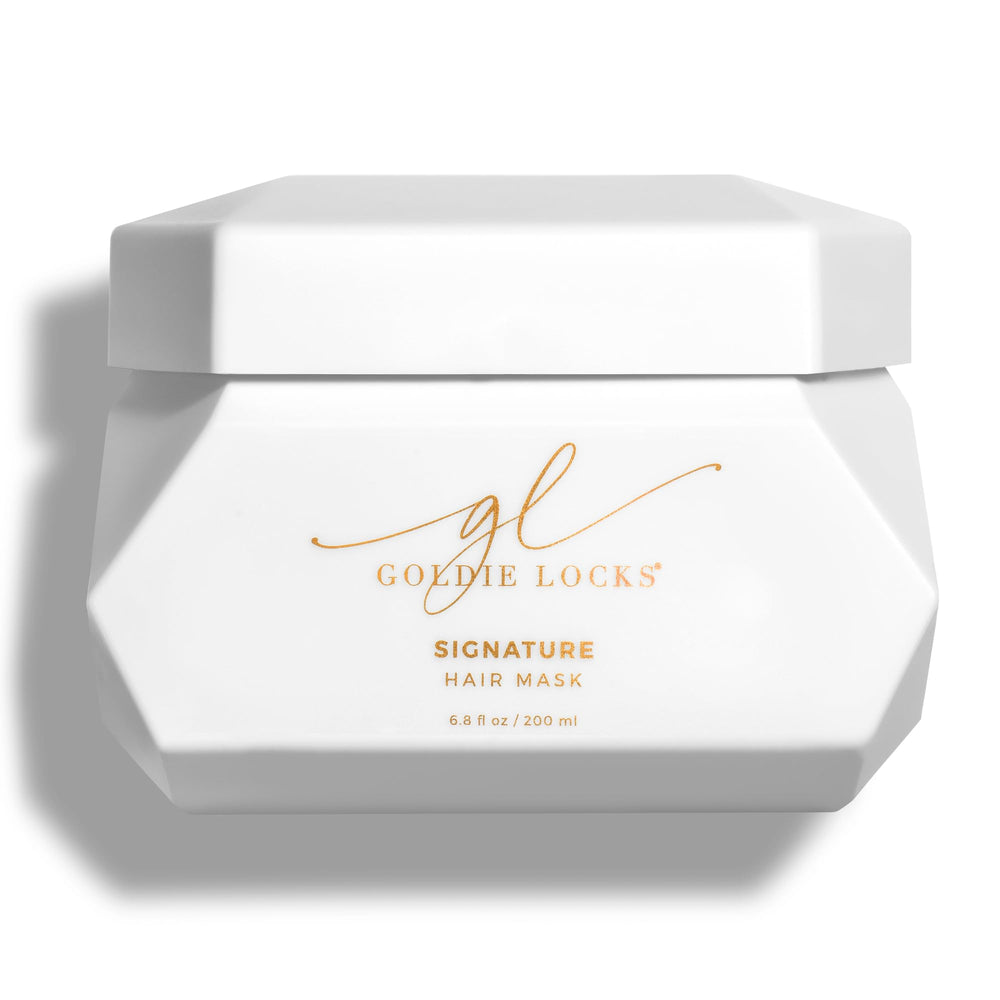 Goldie Locks Ultra Hydrating Hair Mask bottle pouring shows frizz-control benefits