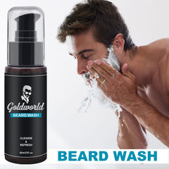 GoldWorld Beard Oil bottle close up highlighting premium conditioning