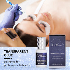 GOLLEEPRO transparent adhesive glue application scene emphasizes quick set time.