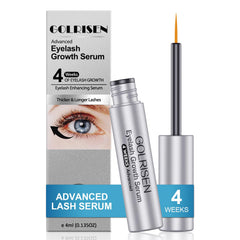 Golrisen Eyelash Serum bottle close-up showing premium packaging for natural growth.